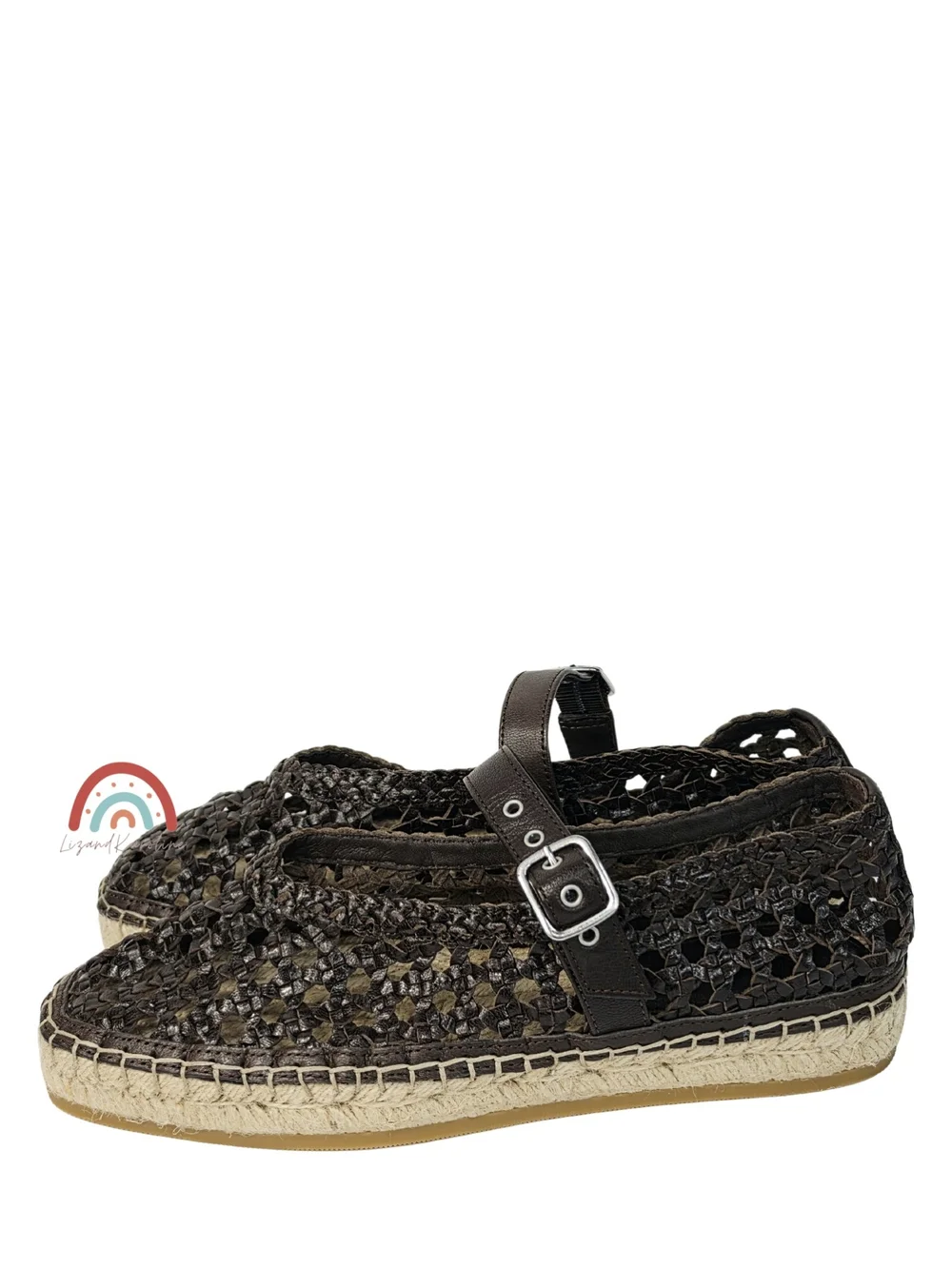 New! Madewell The Remy Mary Jane Espadrille in Woven Leather Dark Carob